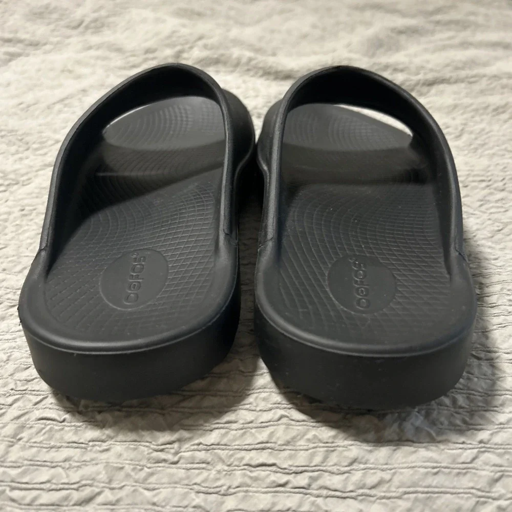 OOFOS OOahh Slide Sandals Black Size M12 W14 EU45 Comfort Recovery Slip On